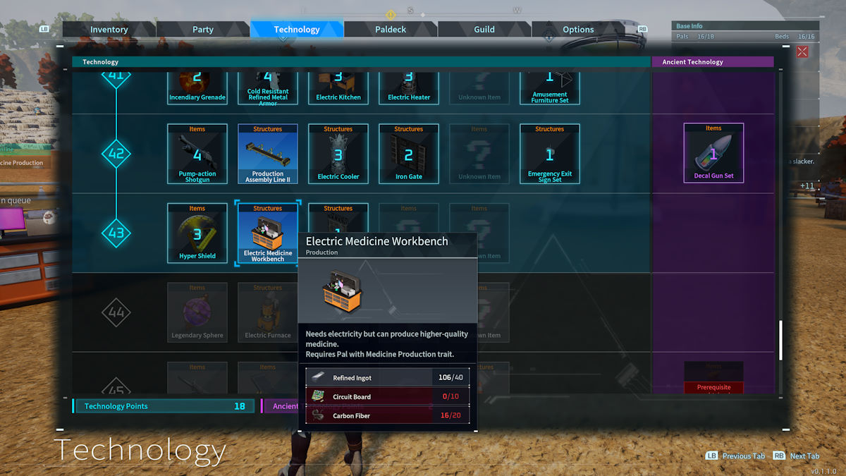 Comment respecialiser les points de statut dans Palworld Banc Palworld Medicine