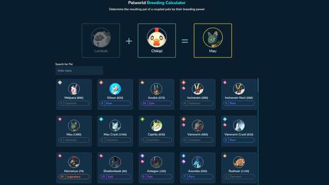 Comment utiliser un calculateur delevage Palworld Exemple de calculateur d’élevage Palworld