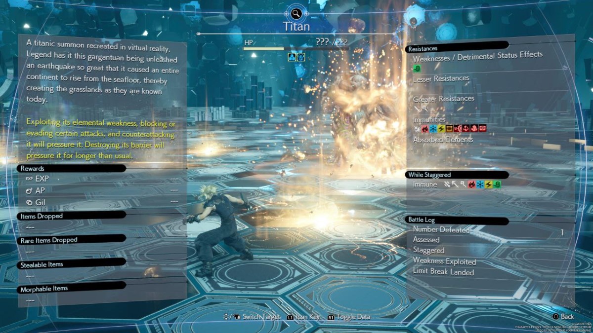 Comment vaincre Titan dans Final Fantasy 7 Rebirth FF7 Final Fantasy VII Rebirth Titan Évaluer les données