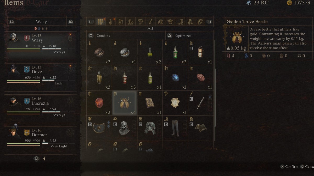 Comment augmenter le poids de transport dans Dragons Dogma 2 Coléoptères du trésor d’or dans Dragon’s Dogma 2.