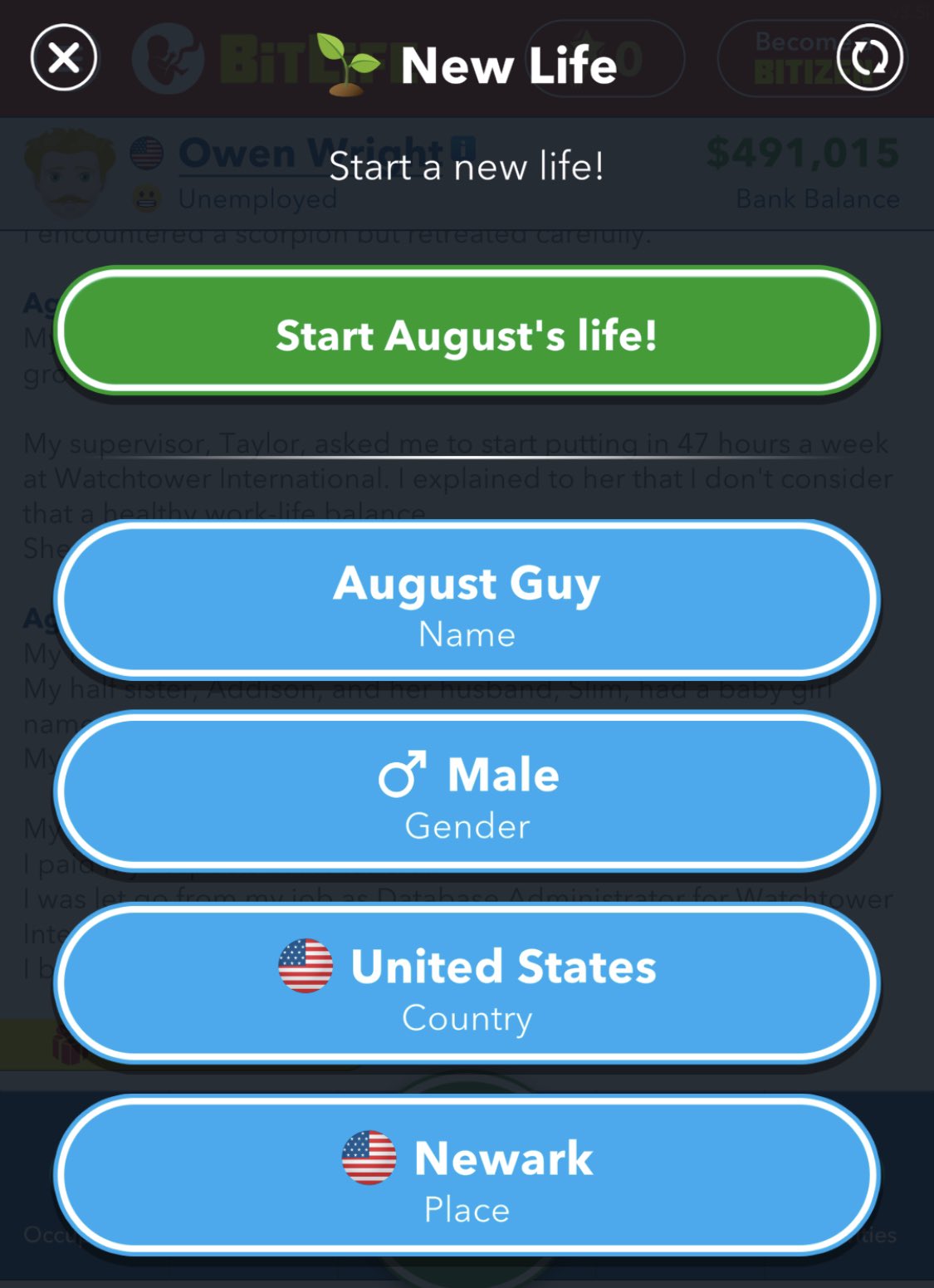 Comment naitre dans le New Jersey dans Bitlife Comment naitre dans le New Jersey dans Bitlife
