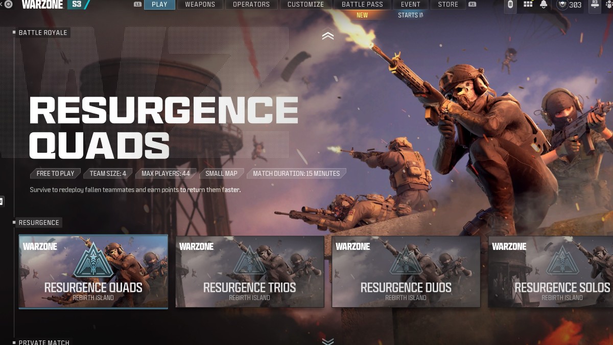 Comment jouer a Rebirth Island dans Warzone 2024 Quads de la résurgence de la zone de guerre.
