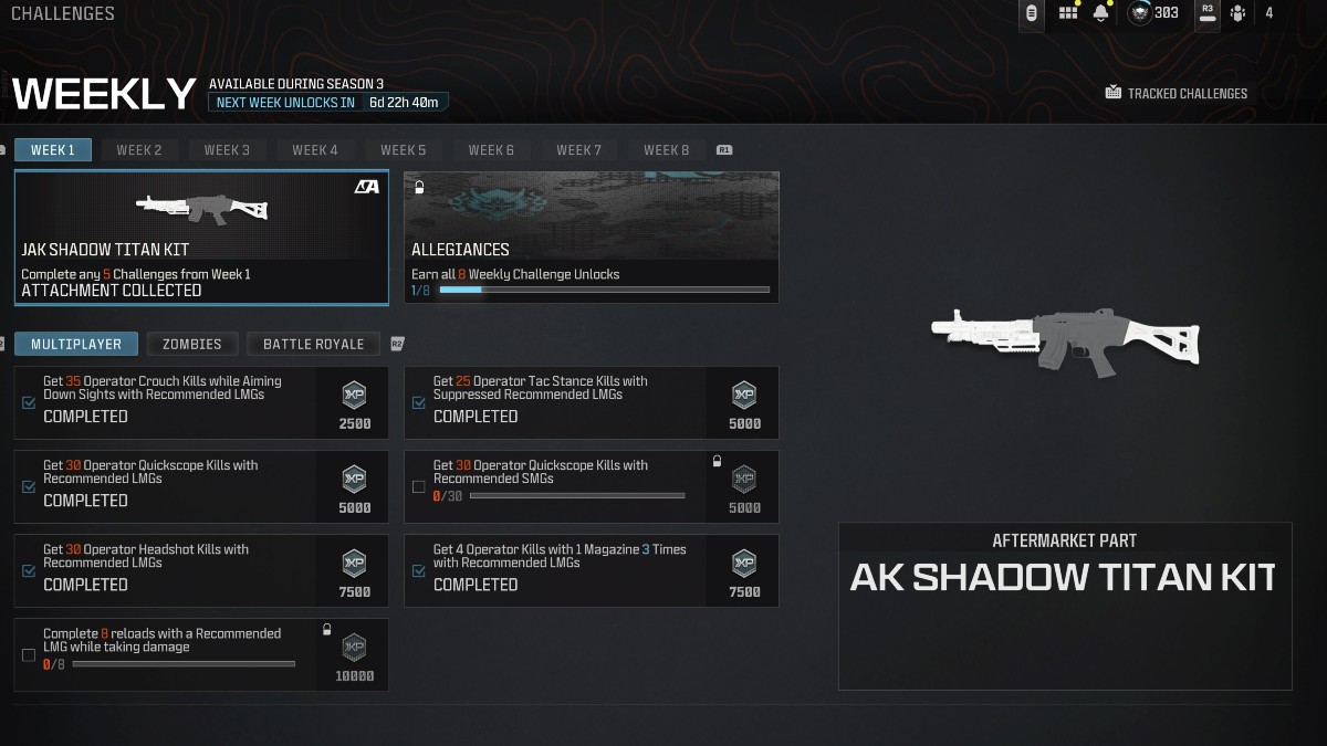 Comment obtenir le JAK Shadow Titan dans MW3 JAK Shadow Titan Semaine 1 MW3