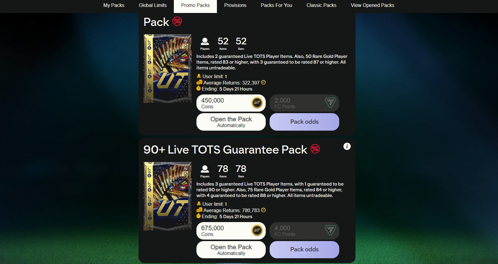 EA FC 24 Le pack de garantie TOTS 90 Pack de garantie EA FC 24 90+ Live TOTS