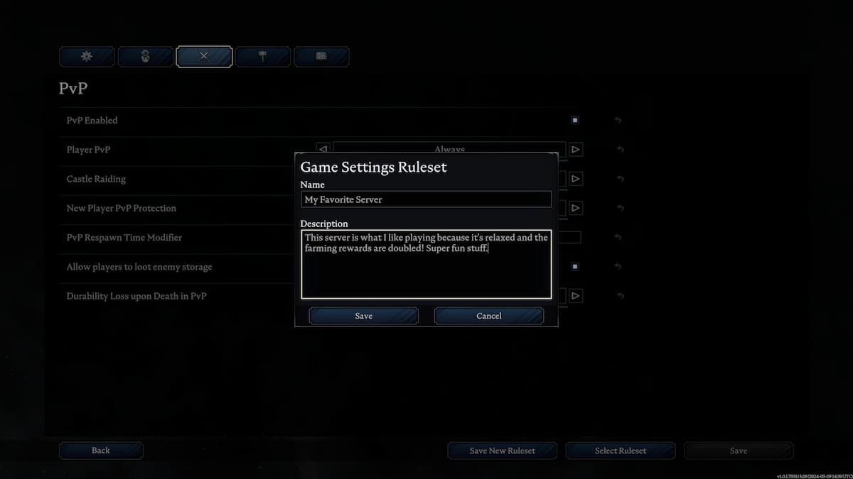 1715701030 446 Meilleurs parametres de serveur dans V Rising Paramètres du serveur dans V Rising.