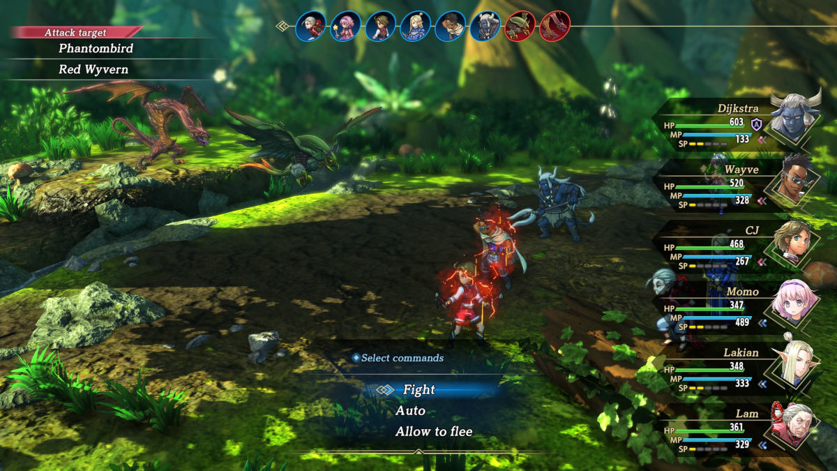 Comment obtenir de la pierre scintillante dans Eiyuden Chronicle Hundred Une capture d’écran d’Eiyuden Chronicle : Hundred Heroes d’une bataille contre Red Wyvern et Phantombird.