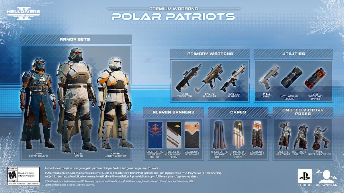 Le nouveau Helldivers 2 Warbond Polar Patriots apporte des armes Polar Patriots Warbond dans Helldivers 2.