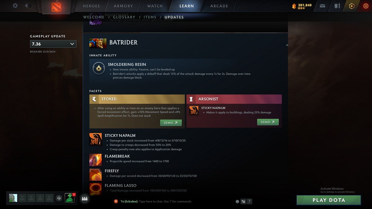 Quelles sont les facettes dans Dota 2 Batrider Dota 2 : Innés et facettes