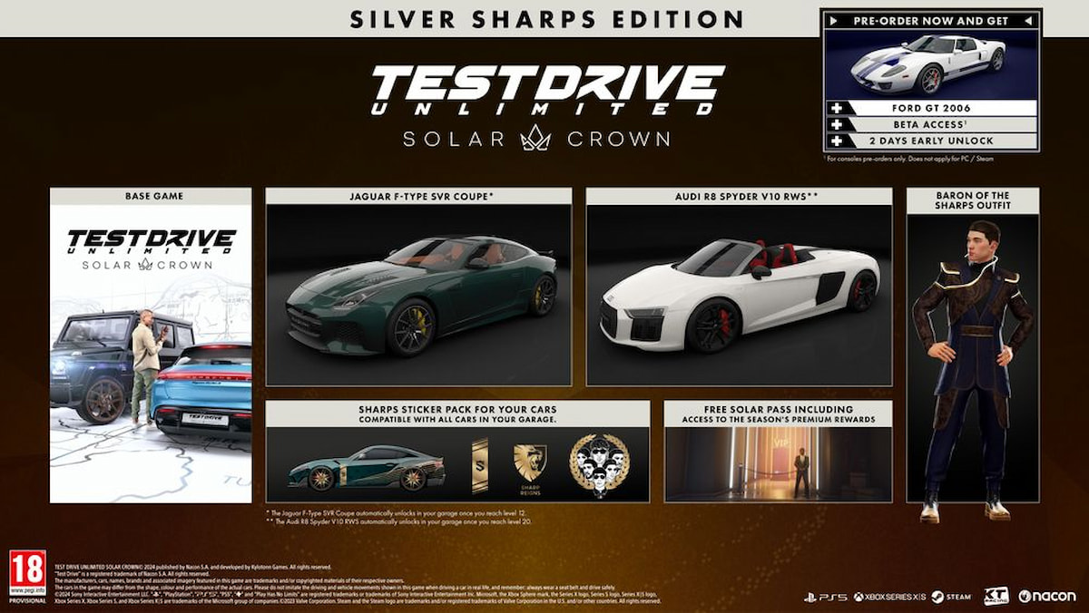 1717511219 695 Demonstration du contenu bonus de precommande de Solar Crown Trial Essai routier illimité Solar Crown Silver Sharps Edition