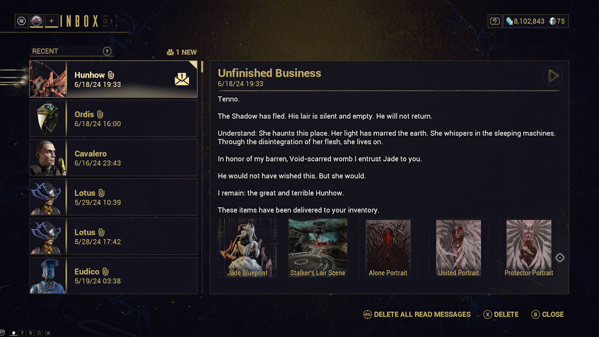 1718747192 581 Comment commencer la quete des ombres de jade dans Warframe Récompenses des Ombres de Jade de Warframe