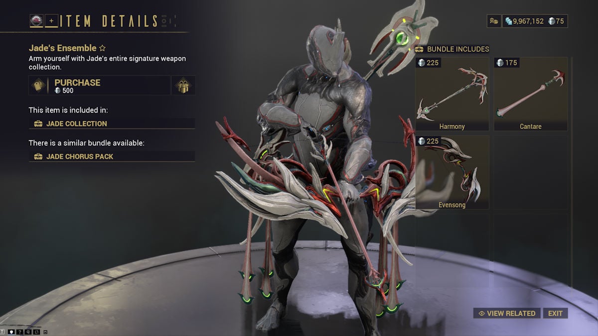 Comment obtenir Cantare dans Warframe Pack de jade Warfarme