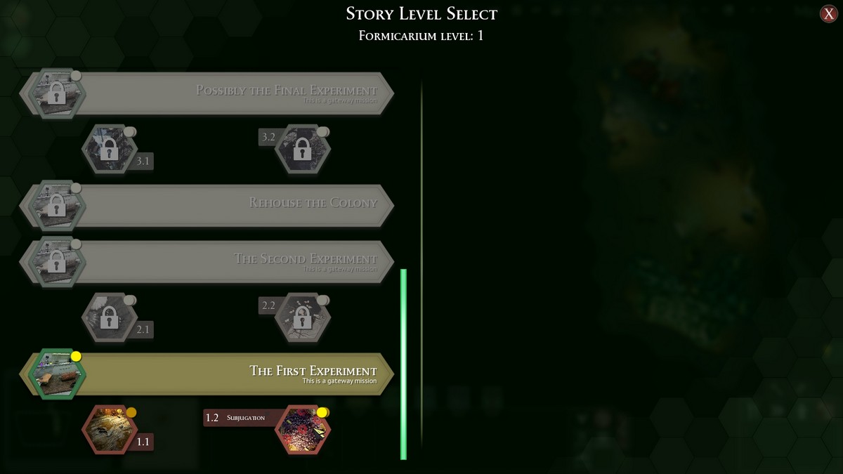 Empires of the Undergrowth Guide de progression de lhistoire Sélection du niveau d’histoire dans Empires of the Undergrowth