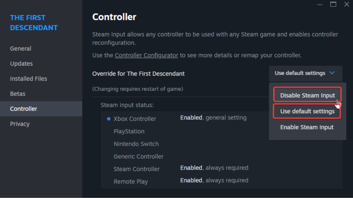 1719913565 316 Comment resoudre les problemes de la manette First Descendant sur Désactiver l’entrée Steam
