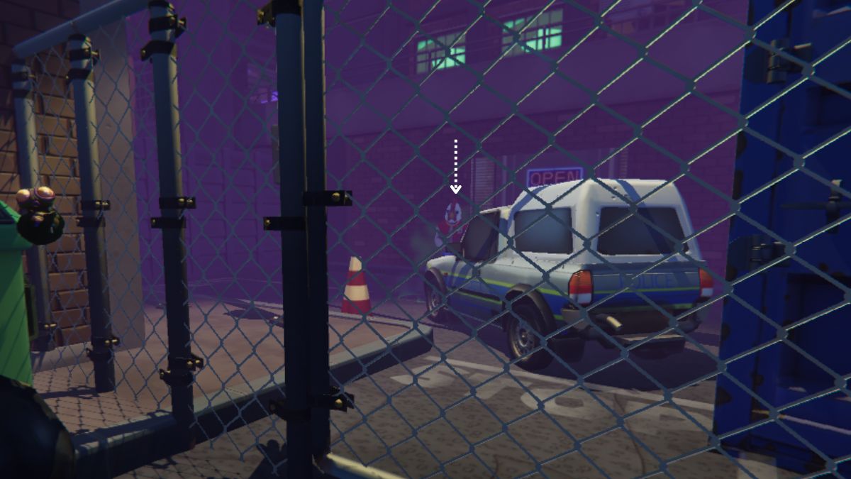 1721203143 745 Comment trouver la reference de la hotline Miami en colere Veste à côté d’une voiture de police