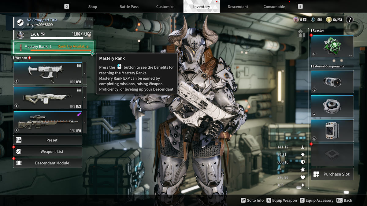 Comment ameliorer le rang de maitrise dans The First Descendant Le rang de maîtrise du premier descendant