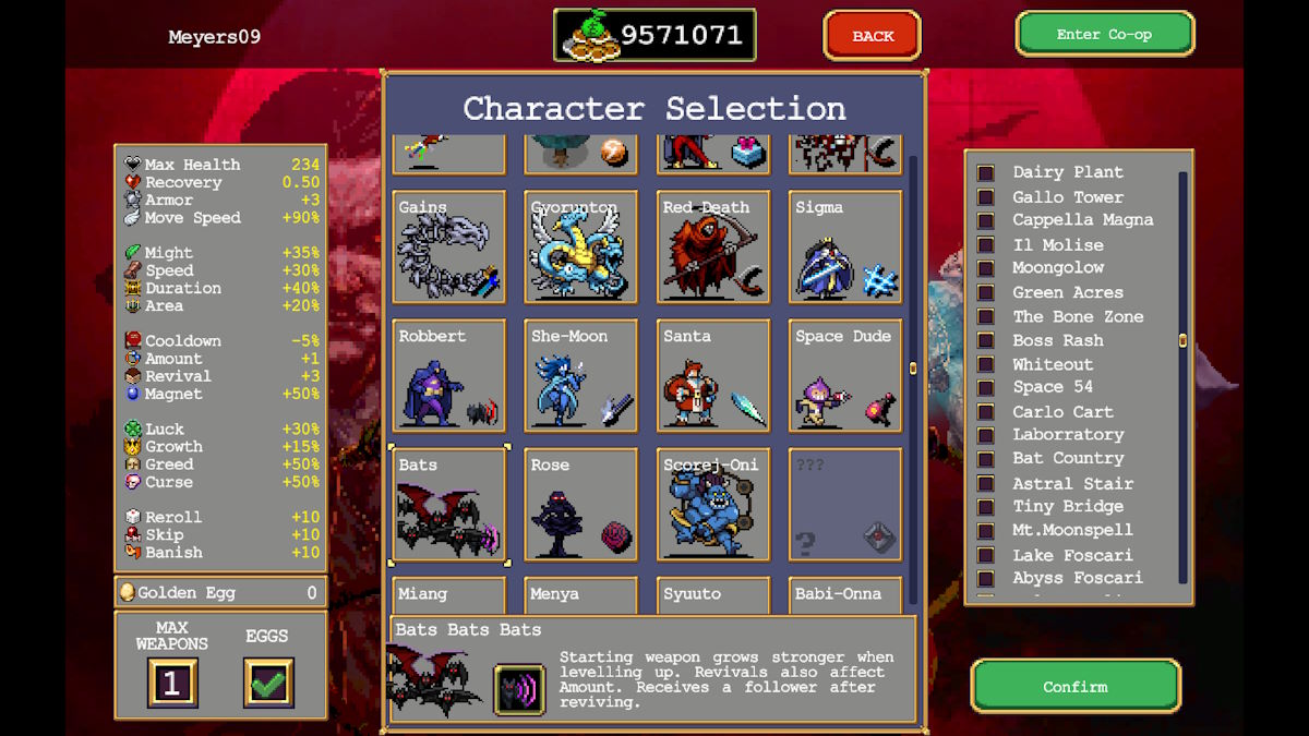 1723863285 716 Comment obtenir le personnage secret des chauves souris dans Vampire Survivors Vampire Survivants Chauves-souris Chauves-souris