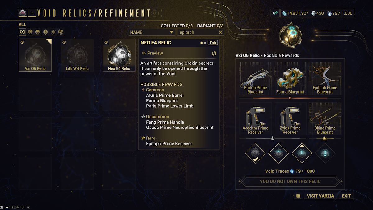 Comment obtenir Epitaph Prime dans Warframe Warframe Epitaph Prime