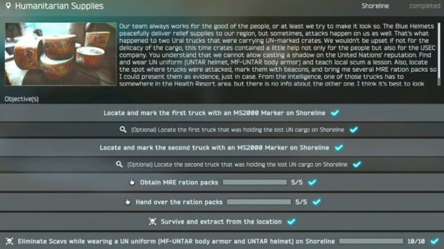 Comment terminer la quete de fournitures humanitaires dans Escape from Comment terminer la quete de fournitures humanitaires dans Escape from