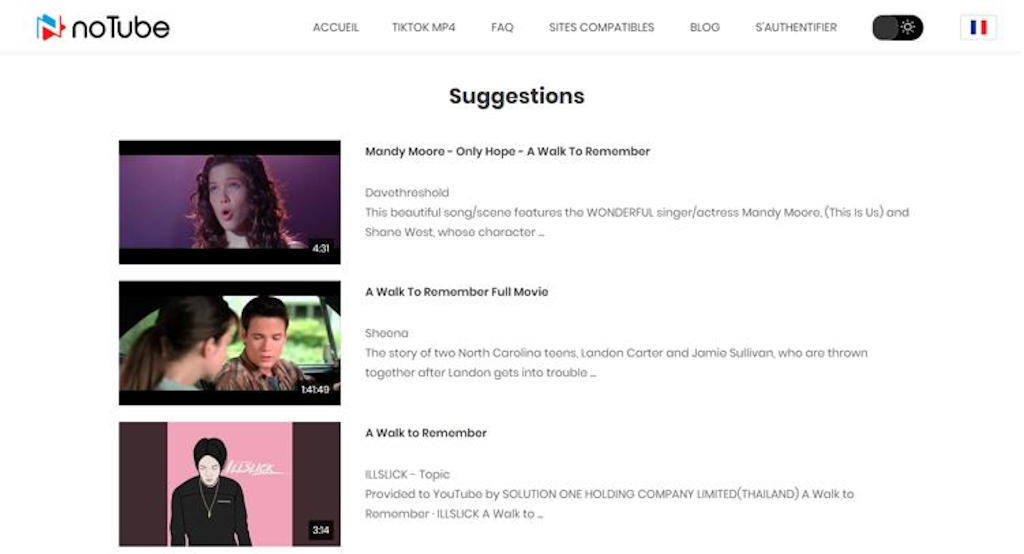 noTube suggestion video noTube suggestion video