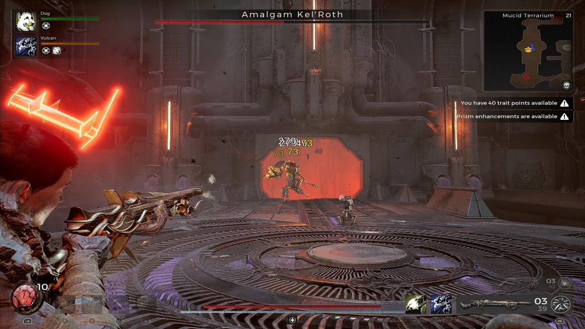 1729014980 595 Remnant 2 The Dark Horizon Comment battre Amalgam KelRoth Remnant 2 joueur utilisant une arme longue trompeuse dans le combat contre le boss Amalgam Kel’Roth