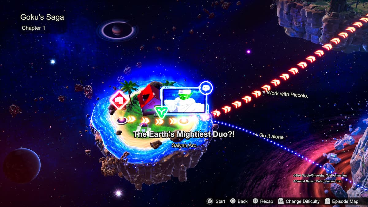 1729115185 278 Comment debloquer toutes les chronologies alternatives des batailles depisodes de Une petite île avec des arbres pour la saga de Goku, chapitre 1 intitulé Le duo le plus puissant de la Terre ?! dans l’arc Saiyan, avec des options pour travailler avec Piccolo ou faire cavalier seul.