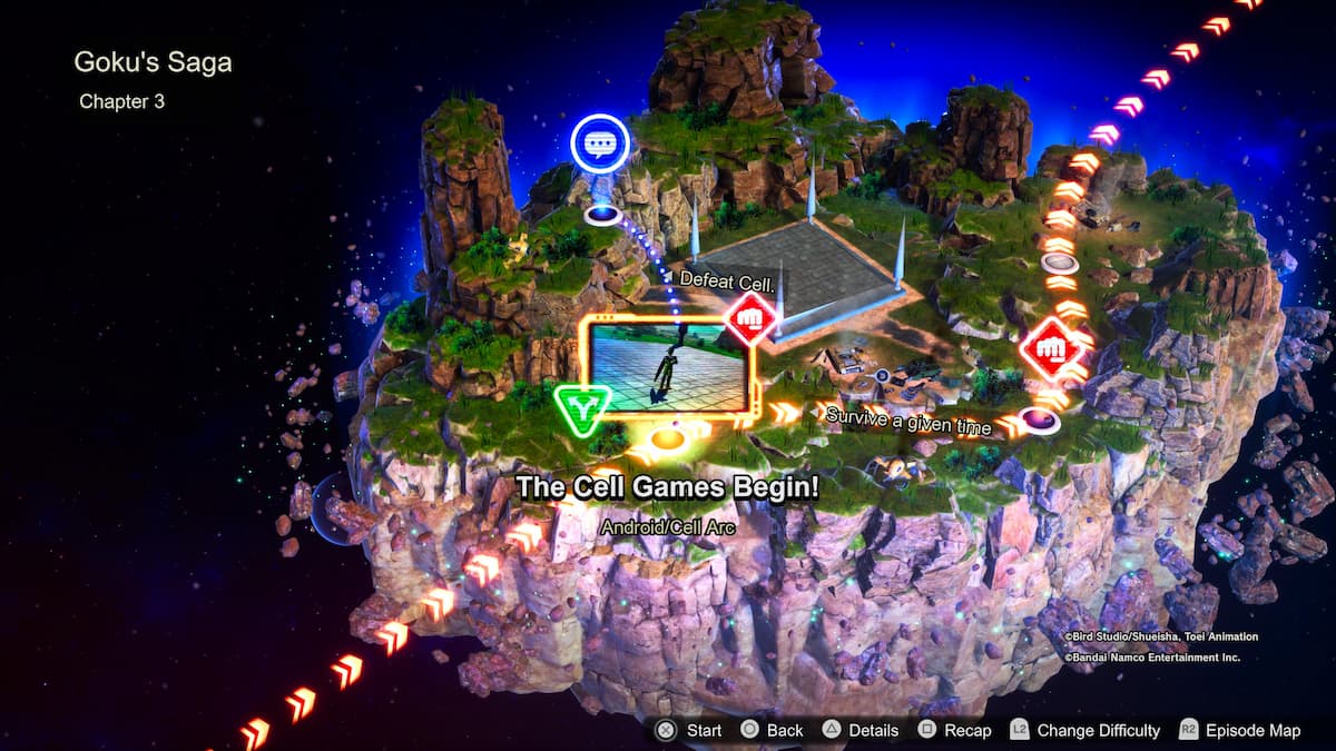 1729115190 264 Comment debloquer toutes les chronologies alternatives des batailles depisodes de Une carte verte de l’île pour la saga de Goku, chapitre 3 intitulé The Cell Games Begin ! de l’arc Android/Cell, featurila tâche de vaincre Cell.