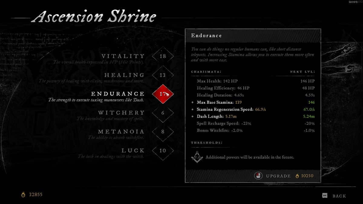 1729715480 295 Witchfire toutes les statistiques et ce quelles font Stat d’endurance Feu de la sorcière