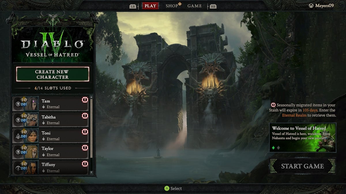 Comment demarrer le DLC Vessel of Hatred dans Diablo 4 Diablo 4 Réceptacle de la haine menu
