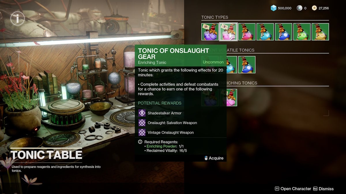 Comment preparer des toniques dans Destiny 2 Episode Revenant Destiny 2 Episode Revenant Tonic