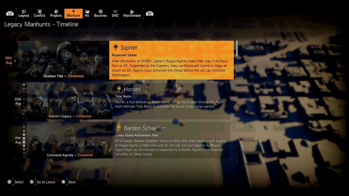 Recompenses et date de fin de levenement The Division 2 The Division 2 - Legacy Manhunt Targets