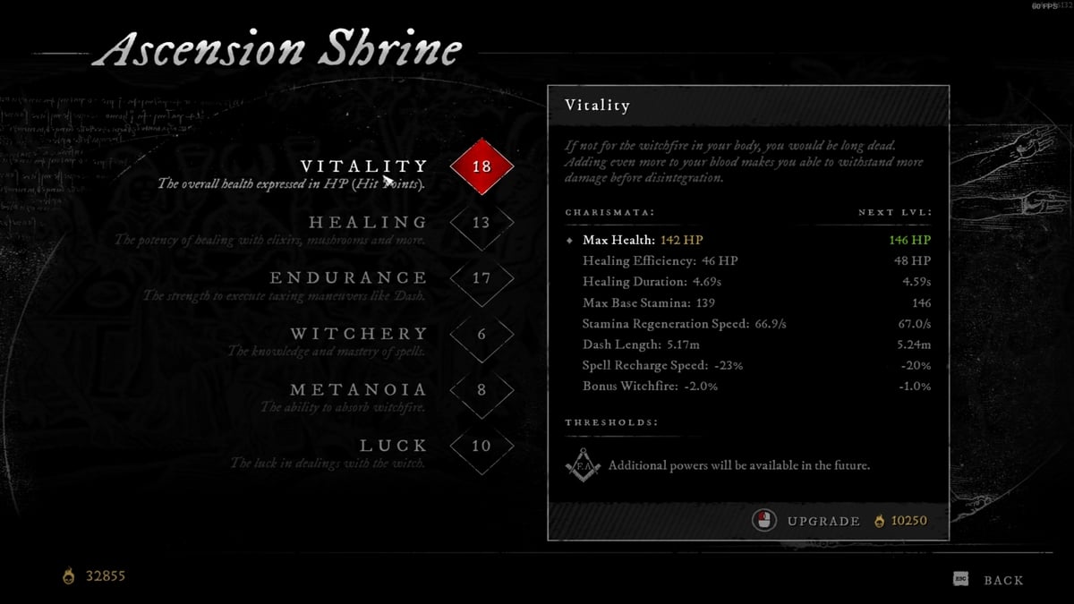 Witchfire toutes les statistiques et ce quelles font Statistique de vitalité Witchfire