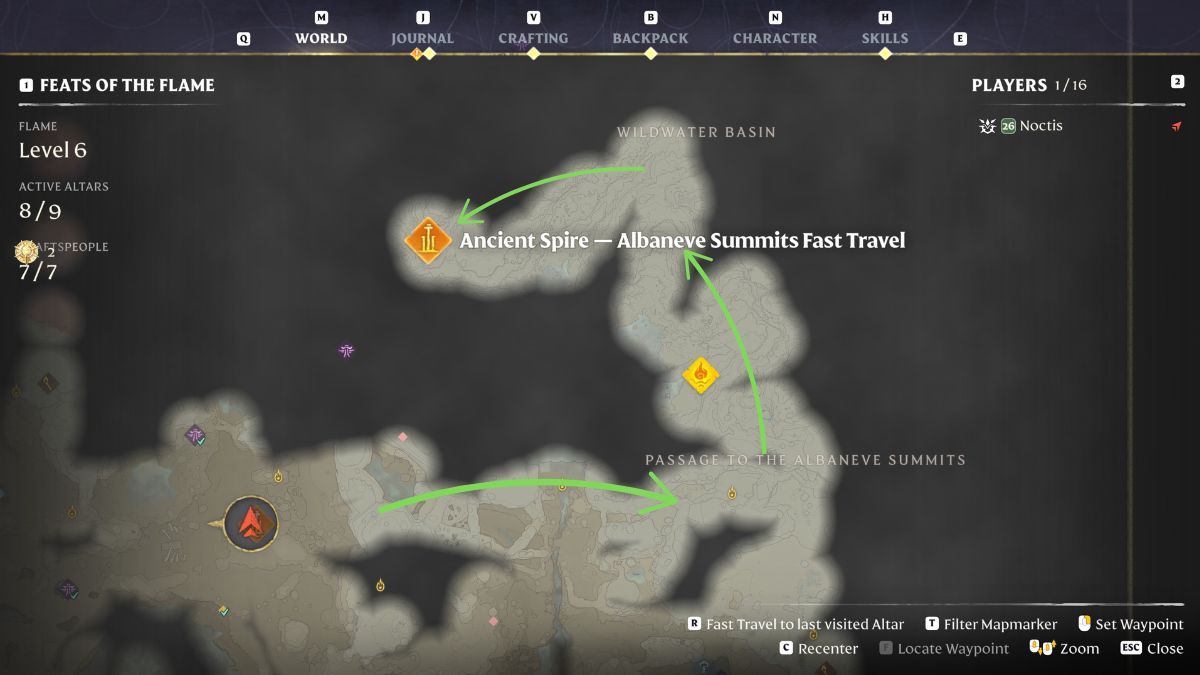 Comment atteindre les sommets de lAlbaneve dans Enshrouded Comment se rendre à Albaneve Summits Carte