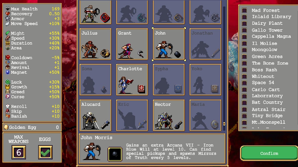 Comment debloquer John Morris dans Vampire Survivors Ode to Castlevania John Morris dans l’ode à Castlevania de Vampire Survivors