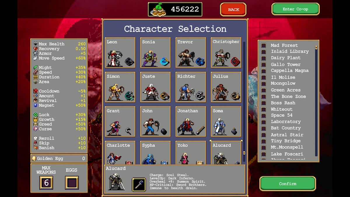 Comment debloquer tous les personnages de Vampire Survivors Ode to Vampire Survivors Ode to Castlevania personnages-interprètes