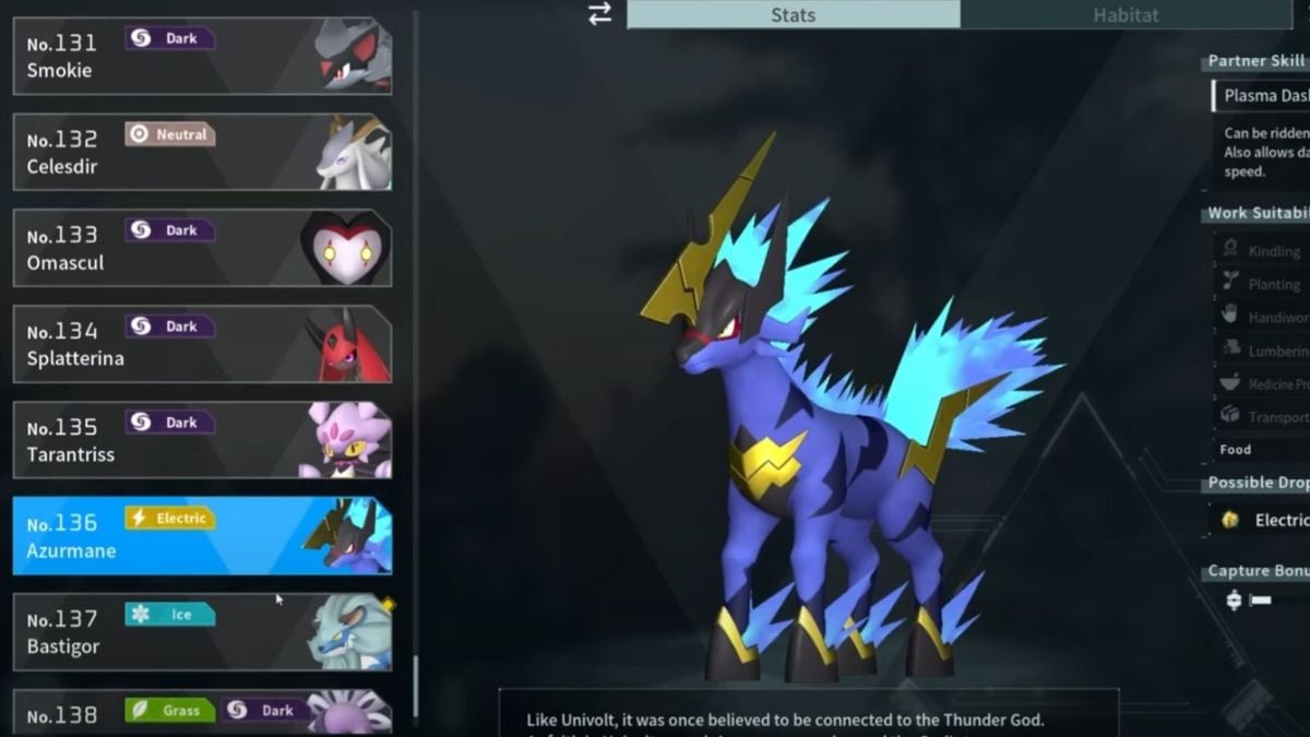 Palworld Liste de tous les amis de Feybreak et Azurmane