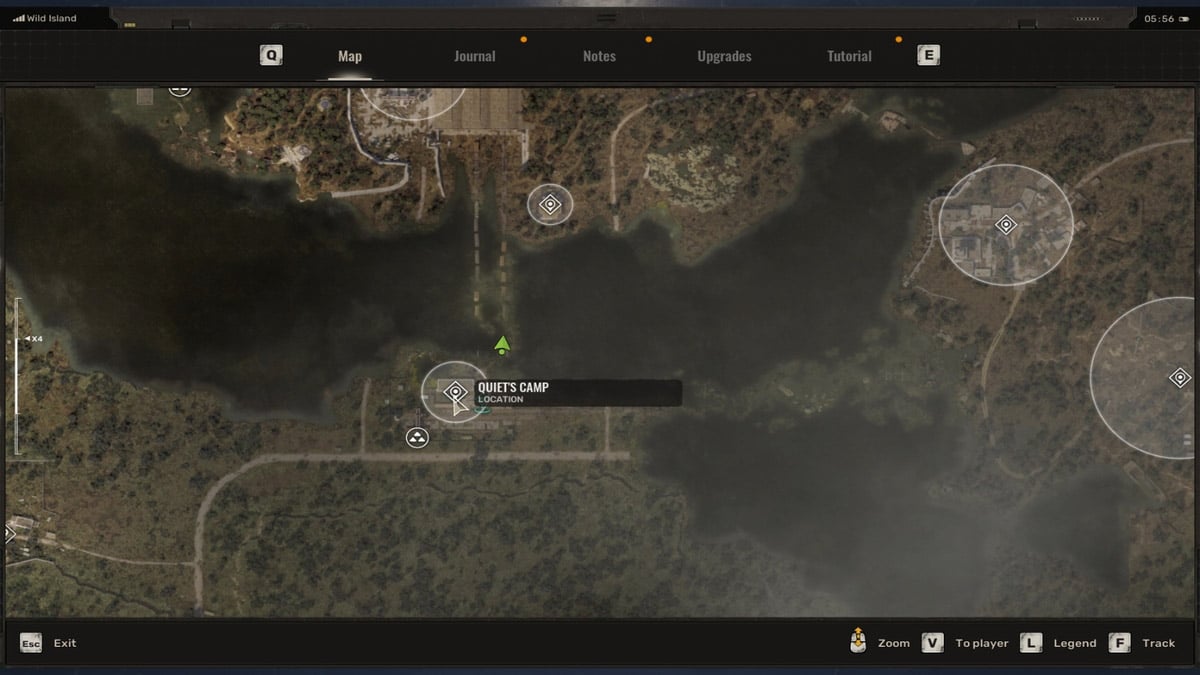Emplacement de Quiet’s Camp sur la carte