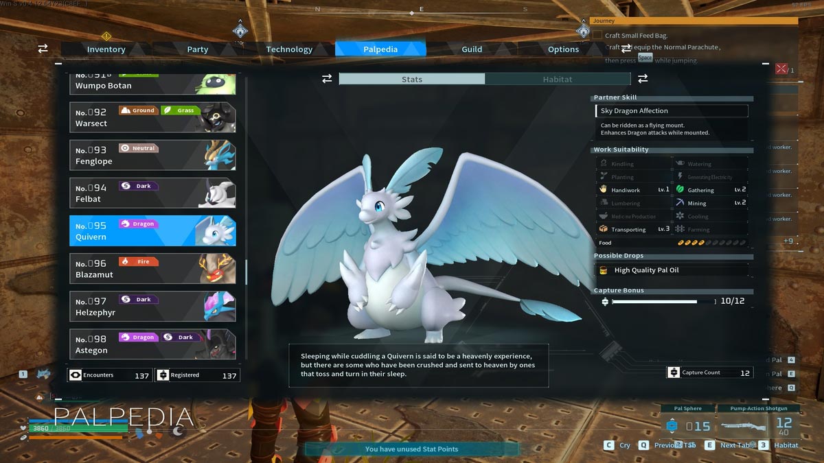 1736241870 623 Palworld 12 montures volantes les plus rapides a avoir Statistiques du Carquois dans Palworld