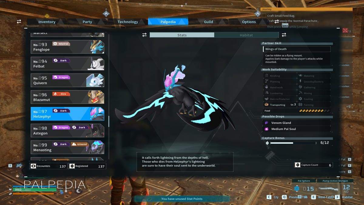 1736241872 845 Palworld 12 montures volantes les plus rapides a avoir Statistiques de l’Halzéphyr à Palworld