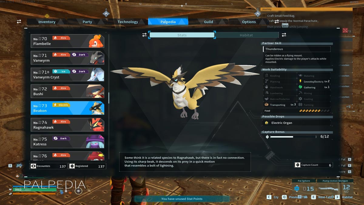 1736241872 948 Palworld 12 montures volantes les plus rapides a avoir Statistiques de Beakon dans Palworld