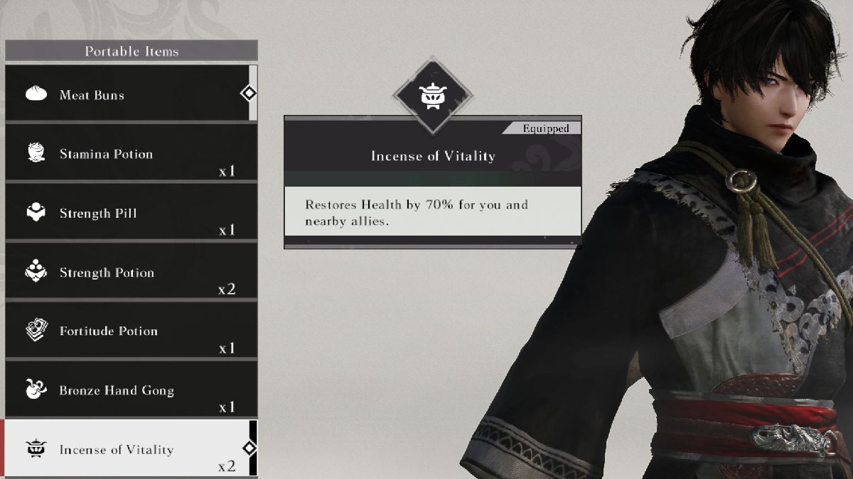 1737079888 10 Comment vaincre Lu Bu Hulao Gate dans Dynasty Warriors Origins Dynasty Warriors Origins encens de vitalité guérison objet sélectionné