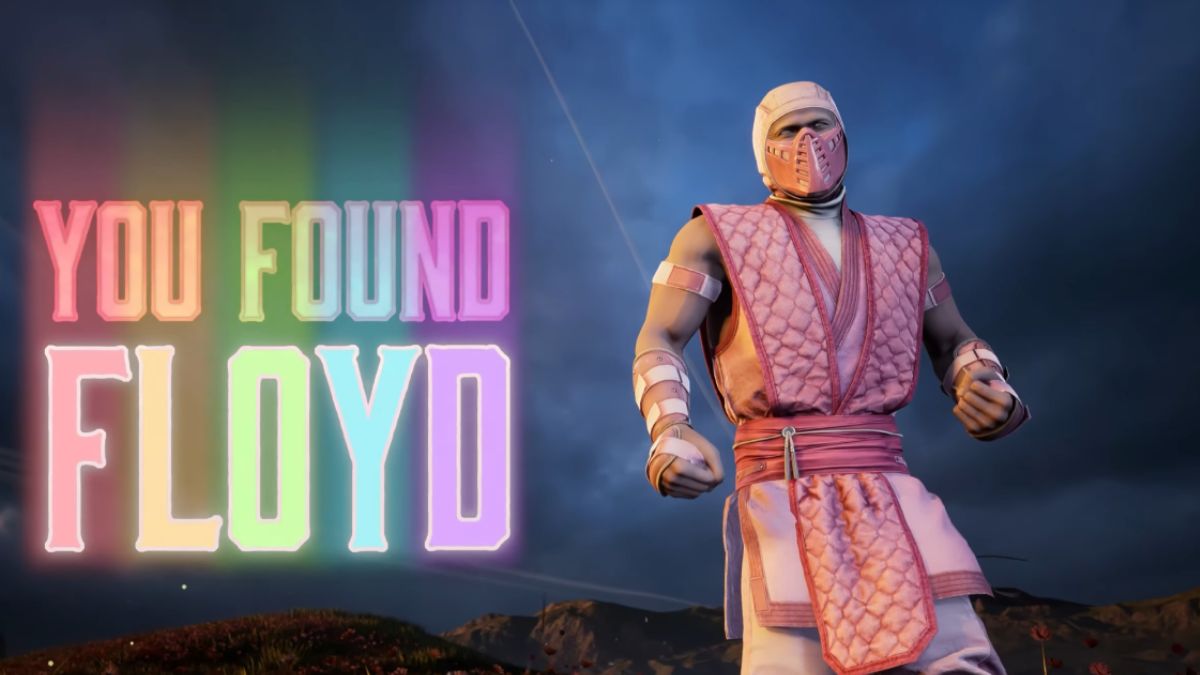 1737981400 358 Mortal Kombat 1 Comment combattre Floyd Vous avez trouvé le texte arc-en-ciel floyd à côté de ninja floyd rose dans mortal kombat 1