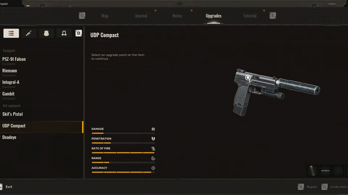 1738166285 146 Stalker 2 Weapon Tier List les meilleures armes classees Pistolet UDP Compact dans Stalker 2