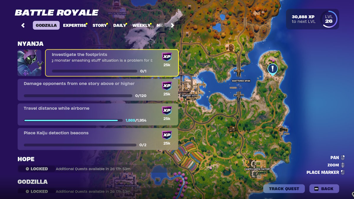 Comment trouver les empreintes de Godzilla dans Fortnite Chapitre 6 Empreintes de Godzilla Fortnite