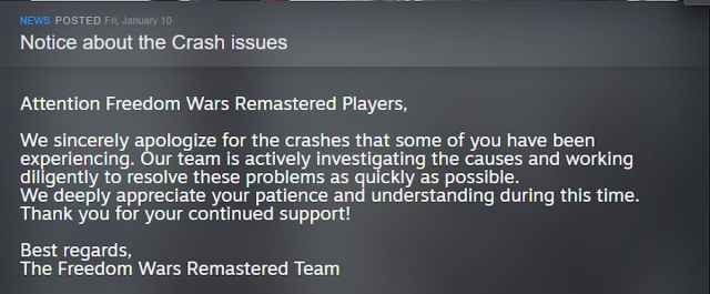 Freedom Wars Remastered Crashing Solution pour PC Freedom Wars Remastered Crashing Solution pour PC