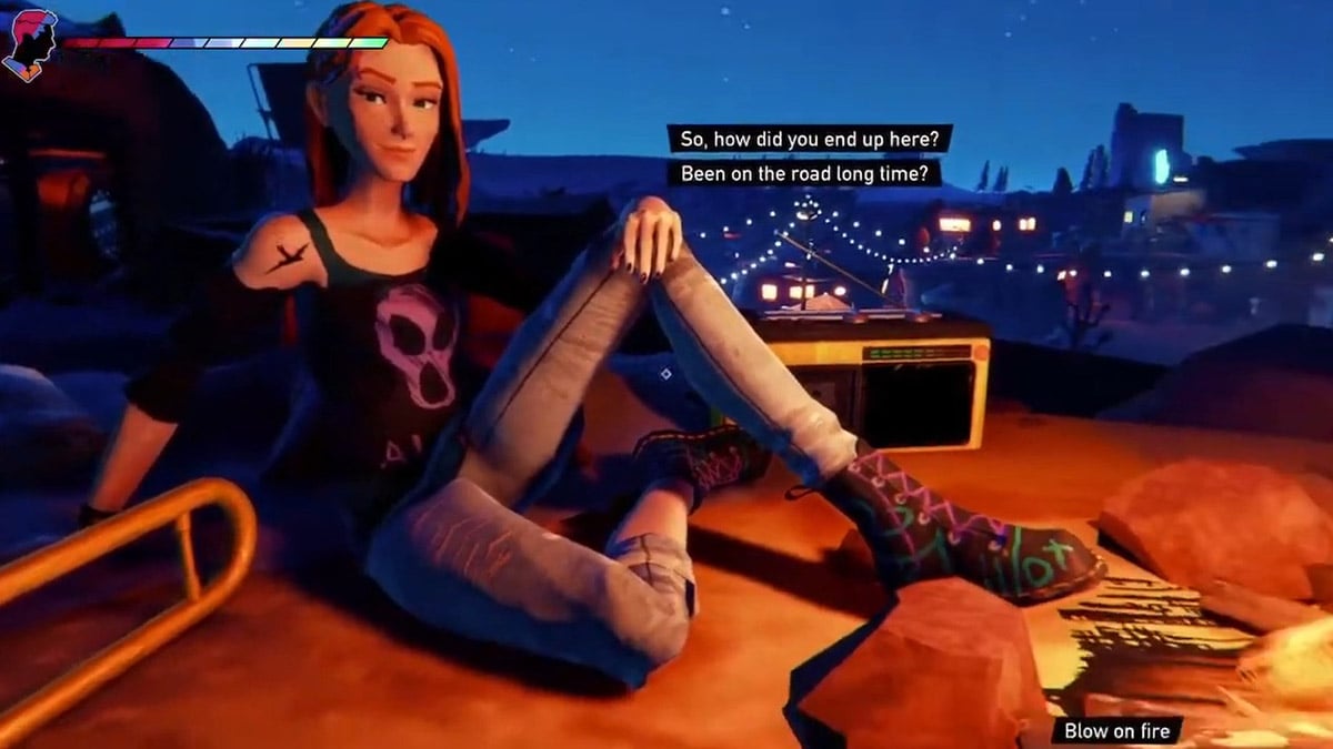 Road 96 Comment obtenir le tropheesucces Blow The Fire Zoé demandant de la guimauve et discutant sur la route 96