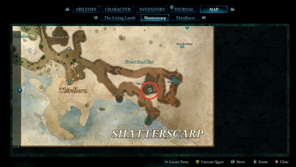 1740144910 464 Comment obtenir toutes les capacites divines dans Avowed Carte de mémoire ancienne de Shatterscarp