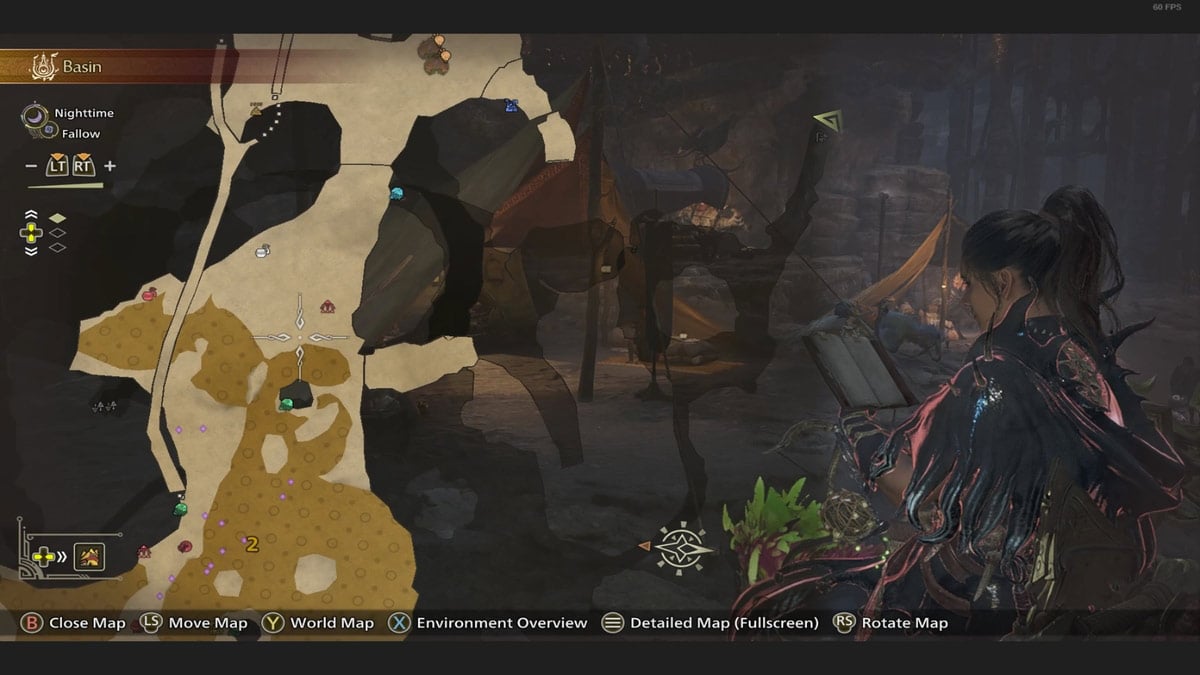 1741023069 794 Ou trouver le lezard Ember Rufflizard dans Monster Hunter Wilds Un joueur plaçant un marqueur pour trouver Ember Rufflizard dans Monster Hunter Wilds