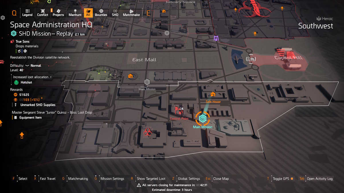 Agent Kelso Scout 2 Chasse a lhomme Solutions Mission du QG spatial de la Division 2