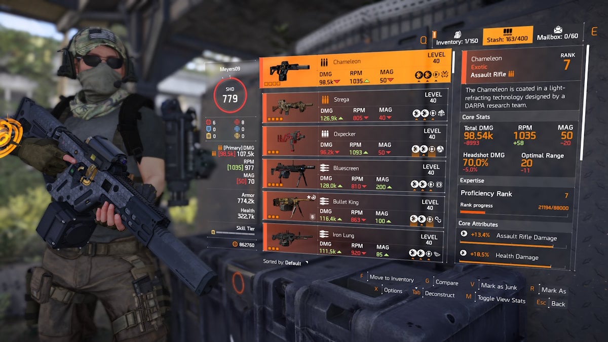 The Division 2 liste de toutes les armes et Les armes exotiques de The Division 2