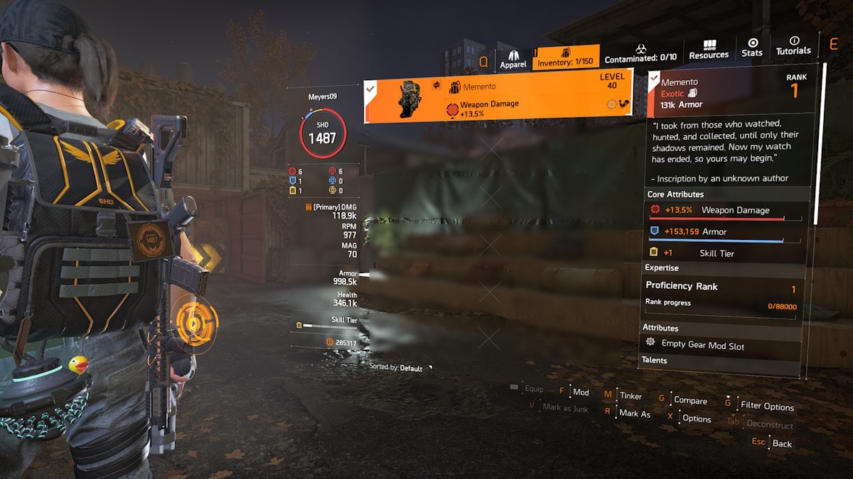 1748540783 980 Comment obtenir le sac a dos exotique Memento dans The Division 2 Memento